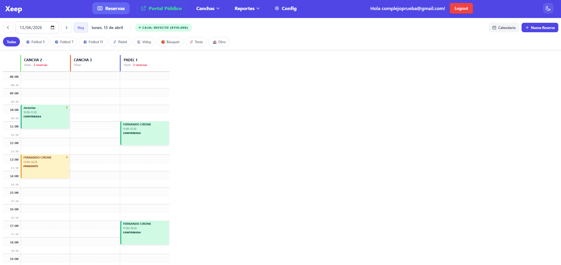 Xeep Canchas App Mobile